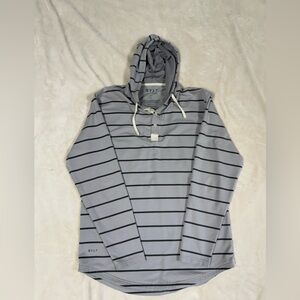 BYLT Basics Drop Cut long sleeve hooded Henley LUX men’s large, gray with black